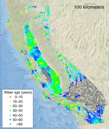 Age of California's groundwater. Click to view larger.